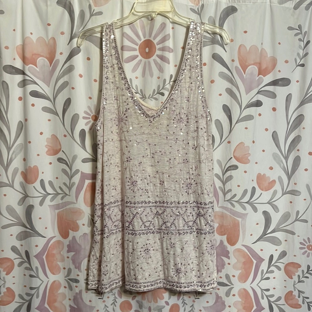 Beautiful large light lavender sequined V-neck coverup made in India